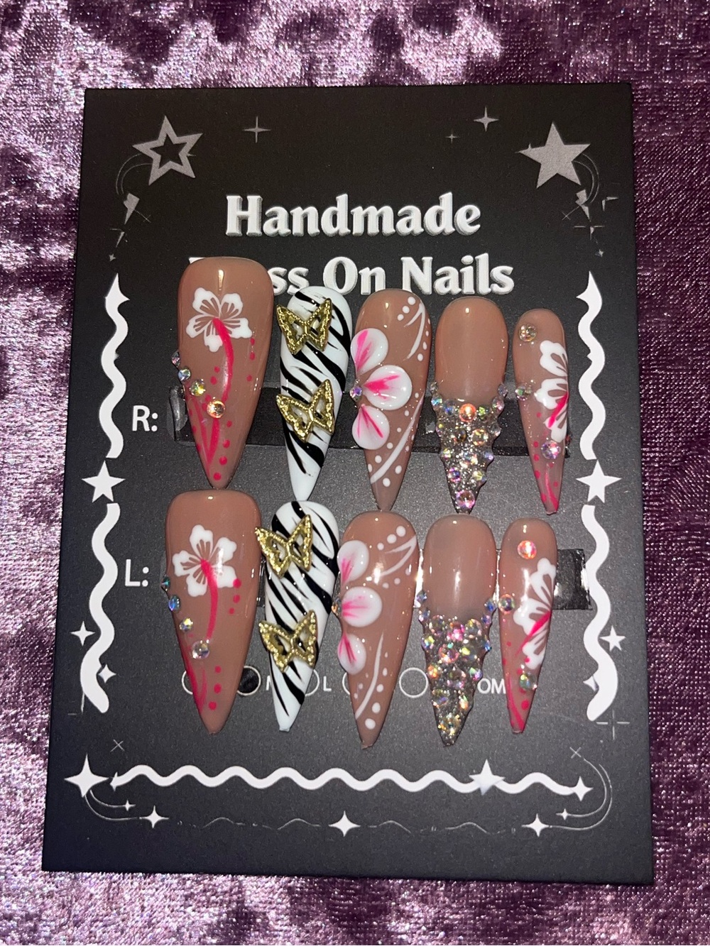 Handmade Nude & Pink Floral Press-On Nail Set
